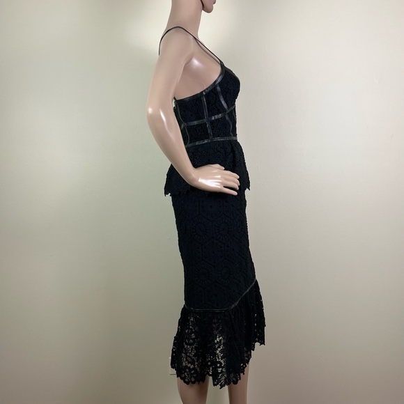 NEW PRABAL GURUNG BLACK LACE BUSTIER MIDI DRESS - Picture 5 of 8